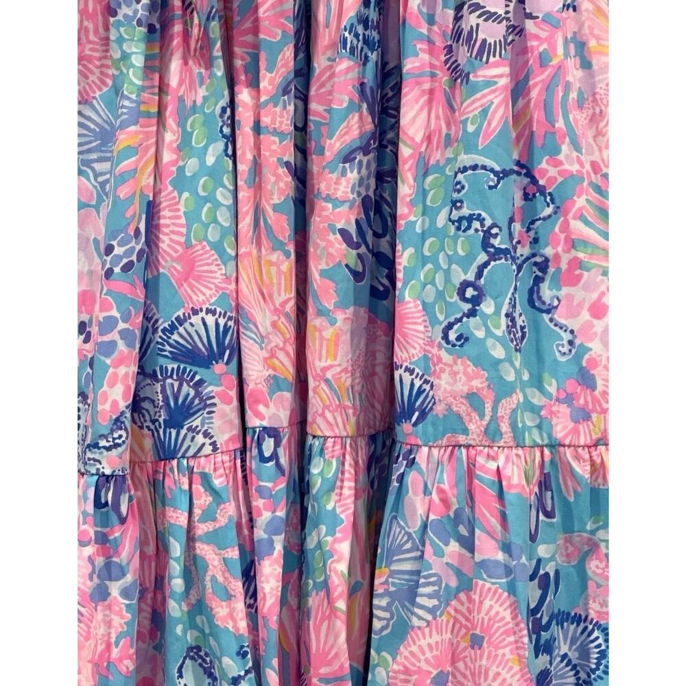 Lilly Pulitzer Edith Midi Dress Sz 2 Splendor in the Sand Colorful Floral Vaca - Picture 10 of 16
